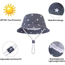 Durio Baby Sun Hat Breathable Summer Hat Children's Fishing Hat UV Protection Unisex Cap with Adjustable Ties, lightblue, 6-12 months