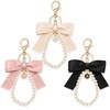 XGALBLA White Initial Letter Cute Bow Keychain for Women, Wristlet