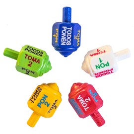 MexART Classic Mexican Pirinola Toma Todo Solid Plastic Piece and Dices 10 Multicolors