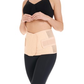 Herzmutter Postpartum Abdominal Bandage - Recovery After Pregnancy Caesarean Section Surgical - Adjustable Slimming Belt Corset - 3500 (Beige, L)