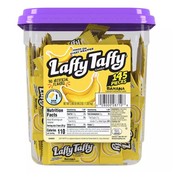 Ferrara Laffy Taffy Candy, Banana Flavor, Individually Wrapped Candy (145