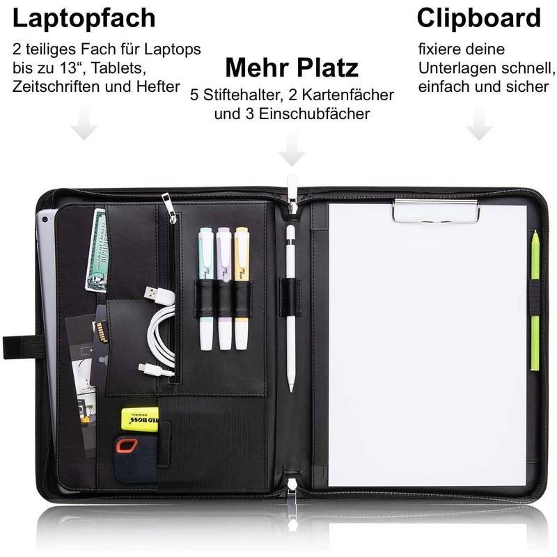 Vebon® Rome Writing Case A4 Large I Double Zip +