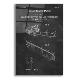Epic Art 'Chainsaw Blueprint Patent Chalkboard,' Acrylic Glass Wall Art, 16"x24"
