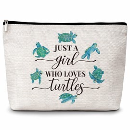 Eyouyeqi Turtle Gifts Makeup Bag, Just A Girl Who Loves Turtles Cosmetic Bags, Ocean Animal Makeup Zipper Pouch Bag, Turtle Lover Inspired Gift, Birthday Gift For Women Girls, 27