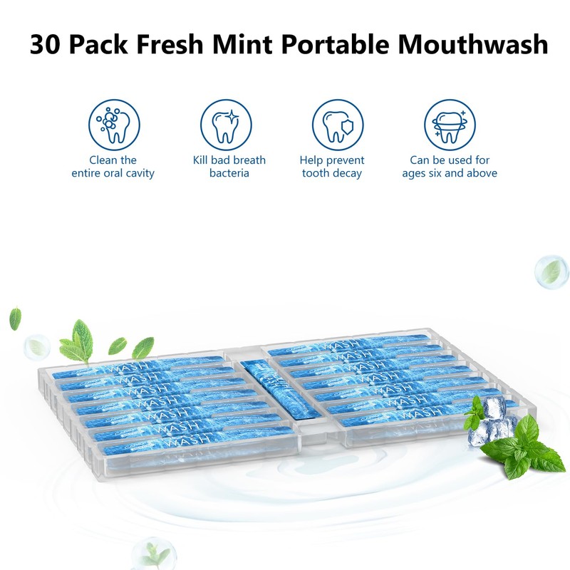 Mouthwash Travel Size, Portable Fresh Breath Mouthwash, Alcohol-Free, ICY Mint