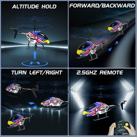 YongnKids Remote Control Helicopter for Kids| Rc Helicopter Toys w/t LED Lights, 3.5 Channel, Gyro Stabilizer, Altitude Hold, 2.4GHz Helicopter Toys for Beginner Boys Girls Indoor- Eagel