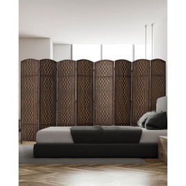 JOSTYLE 6ft. Tall Extra Wide , Folding Privacy Screens with Diamond Double-Weave and Freestanding Room Dividers (Stripe, 6-Panel)