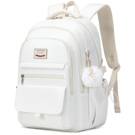 YOJOY Laptop Backpack 15.6 Inch College Backpacks for Women, School Backpack for Girls,Students Aesthetic Anti Theft Travel Daypack Large Bookbags Middle High School Back Pack(Beige)