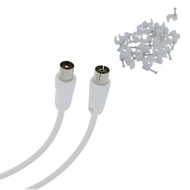 Reulin 1 m long 3C2V slim TV antenna cable male female with clips coaxial cable 1 m for antennas and smart TVs signal amplifier splitter HDTV DVB-T RF nickel-plated 1.0 m