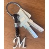 Personalisierter Leder-Schlüsselanhänger mit Initialen - Versilberte Zamak-Buchstaben und Perlen -