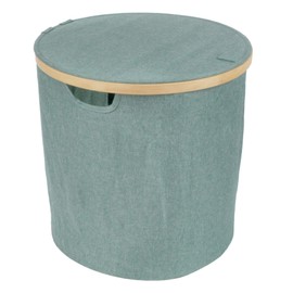 Foldable Bamboo Laundry Hamper with Lid - Decor Essentials for Any Room - Medium - Circular - Green