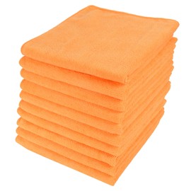 Micro-Pro Orange Microfibre Cleaning Cloths 10 Pack - 280gsm, 40x40cm, Non-Abrasive, High-Density for Home & Professional Use, Durable & Reusable, Ideal for Kitchen, Car, Window