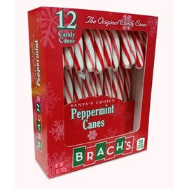 Ferrara (1) Box Brach's Peppermint Flavor Candy Canes - 12pc Individually Wrapped Holiday Candy per Box - Naturally Flavored - Net Wt. 5.7 oz