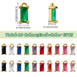 LEGENTLISUR 60 Pcs Crystal Charms for Jewelry Making Crafts Colorful Faceted Rectangle Glass Charms Pendants for Bracelets Necklace Earrings Findings for DIY Keychain Accessory(Mixed Color)