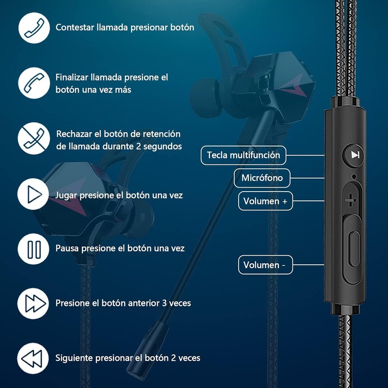 AXIDUN Audífonos Gaming Inear,Auriculares Gaming con Cable