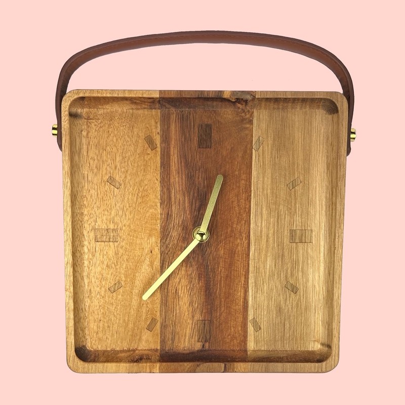 FTWDesign Wooden Watch with Faux Leather Strap and 22 cm