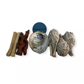 Travel Size Smudge Kit - Shell + Stand + Sage + Palo Santo (10 Kits) #JC-210