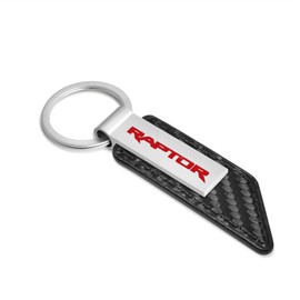 iPick Image Compatible with Ford F-150 Raptor in Red Carbon Fiber Texture Black PU Leather Strap Key Chain
