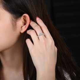 YL Engagement Ring 925 Sterling Silver Cut 5A Cubic Zirconia Princess Infinity Ring Solitaire Band Jewellery Gift for Women, Silver, Cubic Zirconia