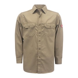 TICOMELA FR Shirts for Men Flame Resistant Shirt CAT2 Light Weight 6.5oz Khaki Fire Retardant Men's Welding Shirt