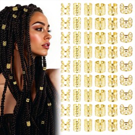 120PCS Gold Dreadlock Beads, Hair Rings Decoration, Hair Jewelry for Braids Locs, Metal Braids Rings, 6 Styles Locs-Hair Accessories for Women, Hair-Accessories for Dreadlock
