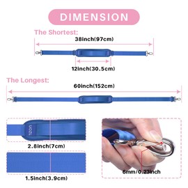 UOZL 60" Bag Shoulder Strap Universal with Ultra-Thick Fixed Breathable Pad Double Adjustable Buckles for Heavy-Duty Shoulder Strap Fits Duffle, Messenger, Laptop, Gym Bag Blue