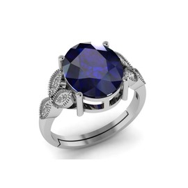 LMDPRAJAPATIS 8.25 Carat Created Blue Sapphire and Clear Cubic Zirconia 925 Sterling Silver Statement Bridal Engagement Ring For Women's