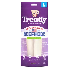 Treatly USA Beefhide Rolls 8-9" Dog Chew Treats - Natural Flavor, 2 Count/1 Pack