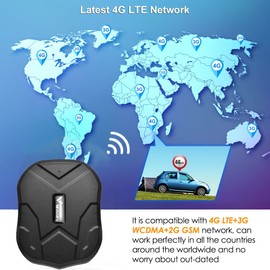 Winnes 4G GPS Tracker 10000 mAh GPS Tracker Car Without Subscription 80 Days Long Standby Time IP58 Waterproof Strong Magnet GPS Locator Real Time Tracking Device Anti-Lost with Free App (TK905B)