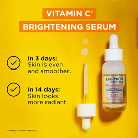 Garnier Vitamin C Serum, With 3.5% Niacinamide + Salicylic Acid, Evens, Smoothens and Brightens Skin, Reduces Spots, For All Skin Types Even Sensitive Skin, Vegan Formula, Skin Naturals, 30 ml