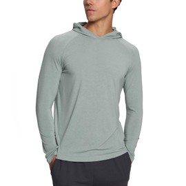 BAMBOO COOL Men's UPF 50+ Athletic Sun Protection Hoodies Long Sleeve SPF Fishing Thumbhole Shirts Hooded Soft Lightweight Blue Gray