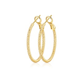 OOOPEL 2mm Gold Hoops Earrings for Women 14k Real Gold Plated Hoop Earrings for Women Hypoallergenic Lightweight Big Hoop Earring Boucle Doreille Femme en Or