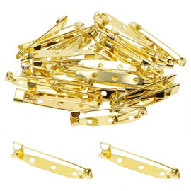 Shapenty 30PCS Locking Pins Backs Safety Clasp Brooch Badge Bar Jewelry Pins for DIY Craft Name Tags Toy Ribbon Corsages Costume Jewelry Making Sewing Felt Fabric Baby Shower Wedding (Gold, 35MM)