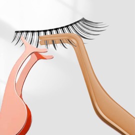 2-Piece Set 2 In 1 Lash Tweezers Strip Lashes Eyelash Applicator Tweezers False Eyelashes Applicator Tool for Lash Clusters Application and Removal