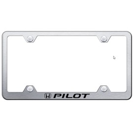 Au-TOMOTIVE GOLD Laser Etched Logo Stainless Steel Wide Body License Plate Frame for Honda Pilot (Brushed Chrome)