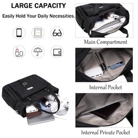 KYALOU Medium Tote Purse Bag for Women, Nurse Bag for Work, Teacher Tote Bag, Waterproof Nylon Shoulder Crossbody Handbag for Travel Gym Beach Schoool - Black