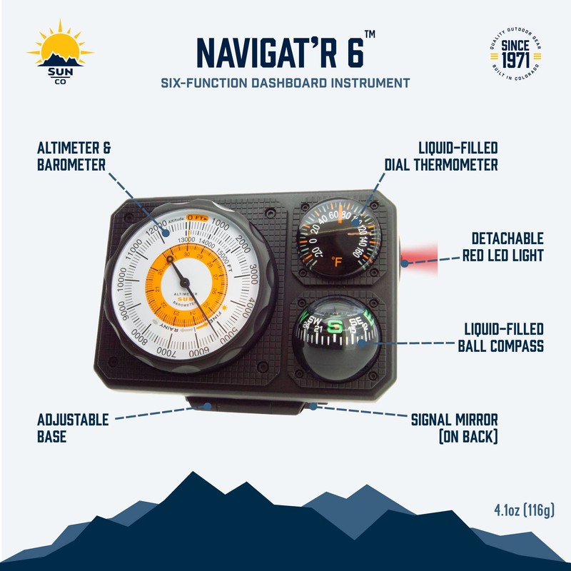 Sun Company Navigat'r 6 - Six-Function Dashboard Instrument for Car
