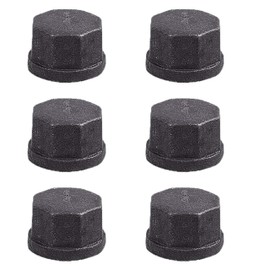 YOIASUGH 6 pack 3/4 Inch Malleable Cast iron Pipe Cap Industrial Pipe for Threaded Black Pipes and Fittings DIY Retro Furniture Threaded Pipes and Fittings