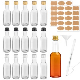 RYAN Small Bottles for Filling Pack of 30 Shot Glasses with Lids 50 ml Shot Bottles for Filling with Funnel and Label Reusable Shot Bottles for Weddings Party