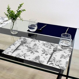 Style Decor W2804300 Placemat, 100% Cotton, Set of 2, Washable, Fabric, 11.8 x 17.3 inches (30 x 44 cm), Standard, Lilac, Monochrome