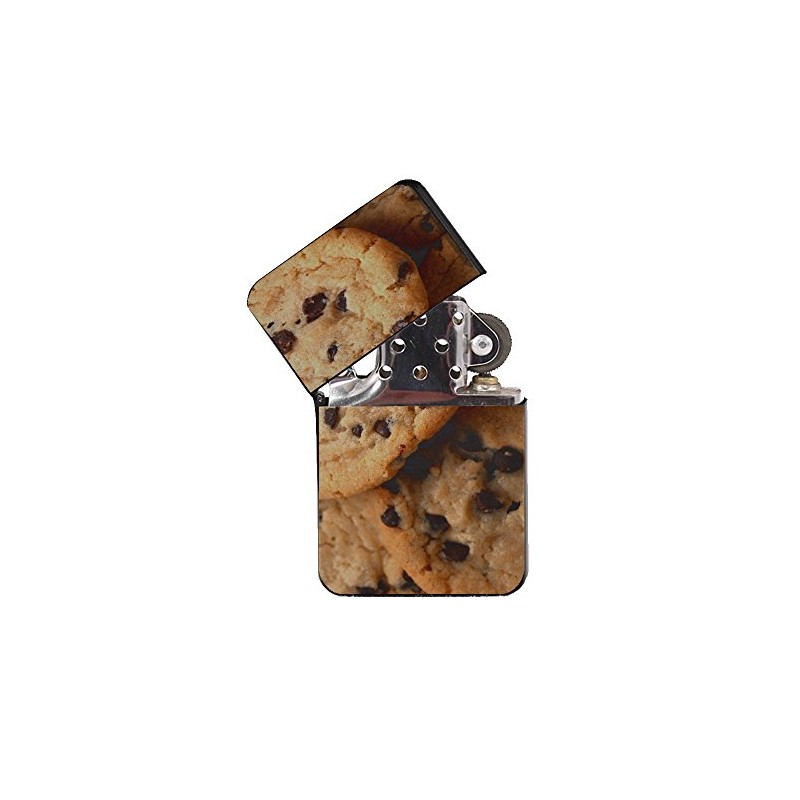 Chocolate Chip Cookies - Black Lighter Windproof Flip-Top Refillable with