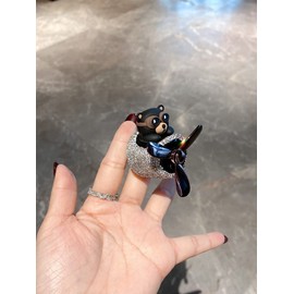 ColisPar Bear Car Air Fresheners with Handmade Bling Case Cover, Bling Cute Car Accessories Decor for Women Girl, Cartoon Black Bear Pilot Automotive Air Outlet Fan Propeller Car Perfume Vent Clip