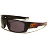Locs Square Triple Skulls Wrap Around Sunglasses (Black, Orange &