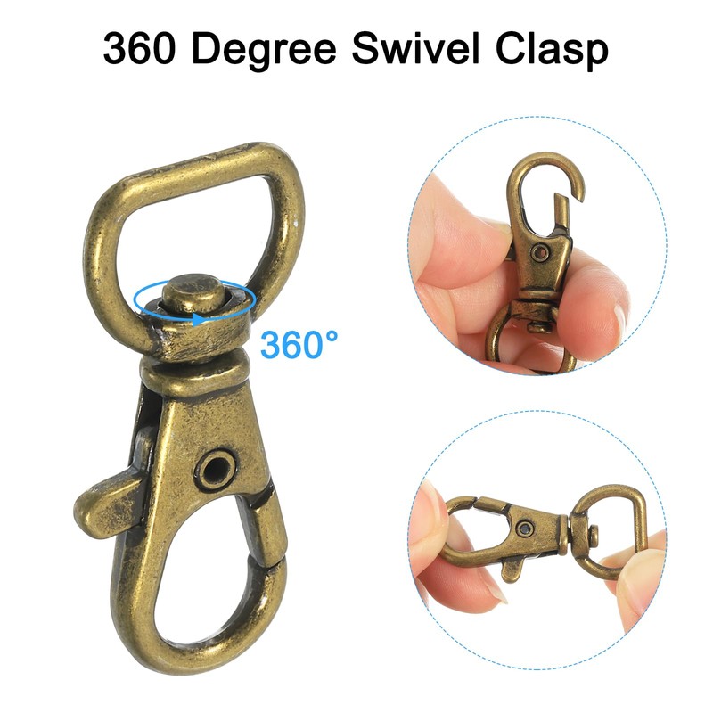 sourcing map 10Pcs Swivel Clasps, 0.51 Inch D Ring Lobster