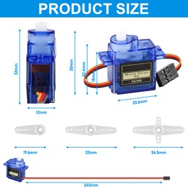 Pack of 12 9G Micro Servo Motor: Micro Servo Motor 9G for RC Robot Arm/Hand/Walking Helicopter Boat Plane Helicopter Car Vehicle Models Control with Cable, Cable Mini Servos Arduino Project