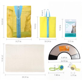 Dog & Cat Recovery Care Kit–Support Faster Healing & Reduce Stress with Soothing E-Collar, Thermal Recovery Blanket & Hygienic Gloves, for Post-Surgery, Outdoor Protection & Pet Emergencies(yellow-S)