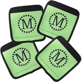 4 Pcs Initial Luggage Handle Wraps, Luggage Grips, Luggage Handle Sleeves, Suitcase Handle Grips, Bag Handle Wraps, Travel Bag Handle Covers (Green, M)