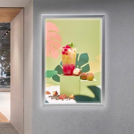 PIAOCAIYIN 33x24 LED Poster Frame, Wall Mounted Backlit Picture Frame, w/Flip Design & Slim Snap, Led Light Box for Poster Advertising/Business Signs Display, Black