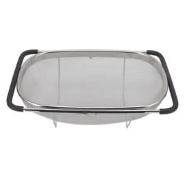 Over The Sink Colander Stainless Steel Telescopic Strainer Basket Rubber Handle Kitchen Sink Strainer Basket Tool