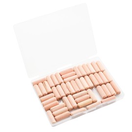 Adyoney 48Pcs 10mm x 30mm / 2/5 Inch x 1.18 Inch Wooden Dowel Pin Fluted Beveled Ends Wooden Pegs Support Shelves